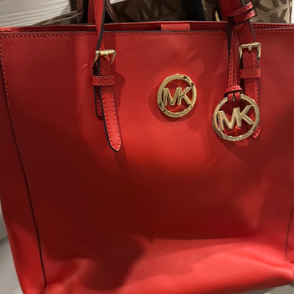 Michael Kors Red Saffiano Leather Tote